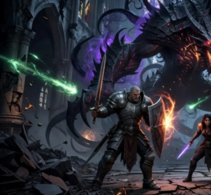 Epikus fantasy főellenség elleni boss harc