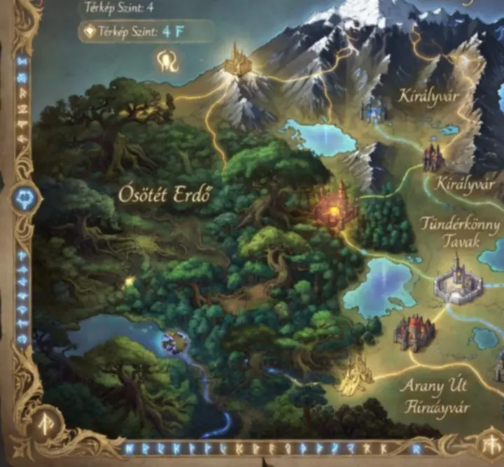 Részletes fantasy világ térkép illusztráció